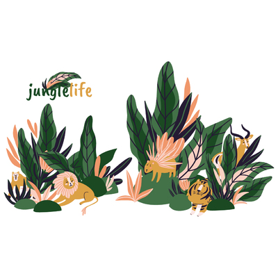 Sada samolepek Jungle Life 120 x 70 cm