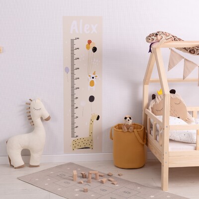 Personalizuotas lipdukas - ūgio matuoklis  Sleepy Head beige - įrašykite vardą 40 x 140 cm
