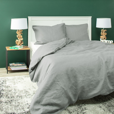 Parure de lit en lin Linen 200x200cm gris clair