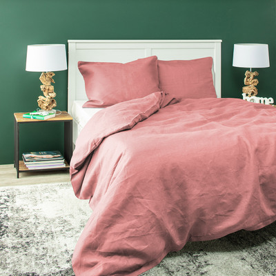 Súprava ľanových obliečok Linen 200 x 200 cm pink