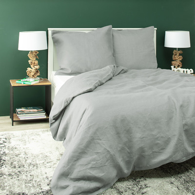 Súprava ľanových obliečok Linen 220 x 200 cm light grey
