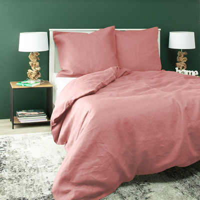 Parure de lit en lin Linen 220x200cm rose