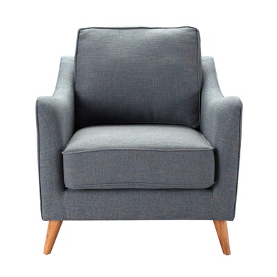Fauteuil Venuste denim bleu/brun 78 x 90 x 90 cm