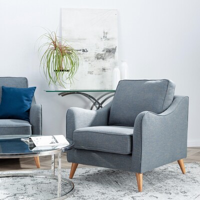 Fauteuil Venuste denim bleu/brun 78 x 90 x 90 cm