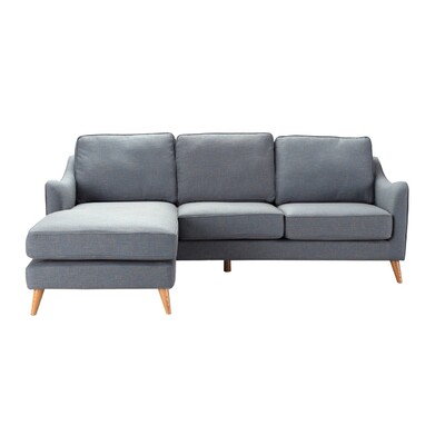 Canapé d'angle Venuste denim blue/brown 227 x 160/88 x 90 cm