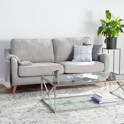 Pohovka Venuste grey linen pre 3 osoby 193 x 90 x 90 cm