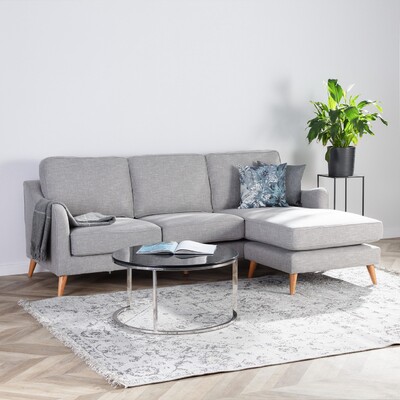 Sofa narożna Venuste linen grey 227 x 160/88 x 90 cm