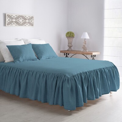 Prehoz Linen Frilly 160x210cm šedý a modrý