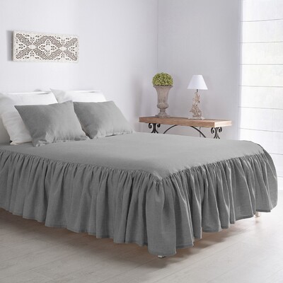 Prehoz Linen Frilly 160x210cm svetlo šedý
