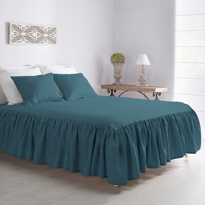 Prehoz Linen Frilly 160x210cm smaragdový