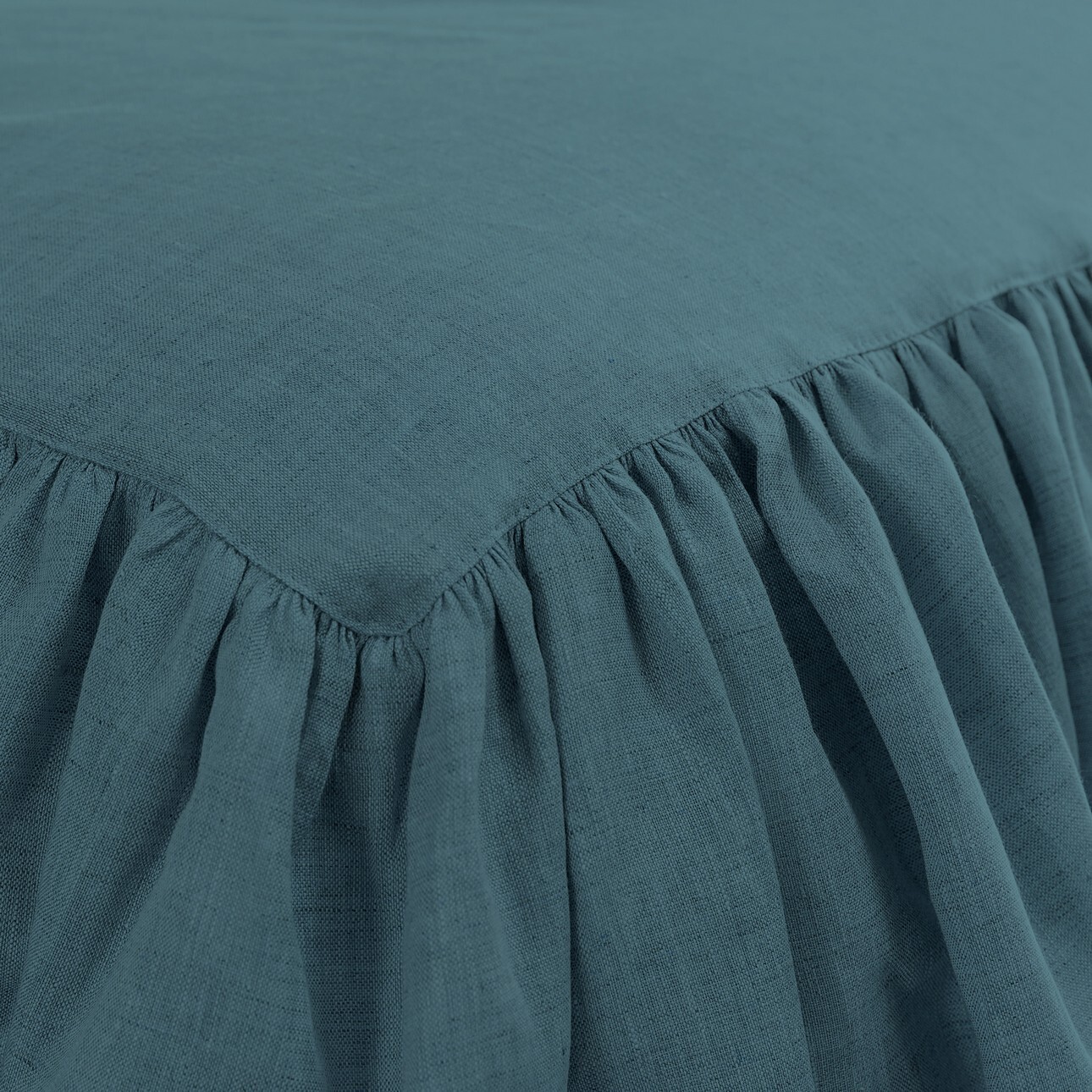 Tagesdecke mit Rüsche Linen Frilly 160x210cm emerald green, 160 x 210 cm günstig online kaufen