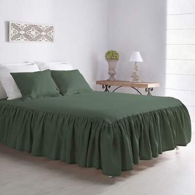 Prehoz Linen Frilly 160x210cm zelený