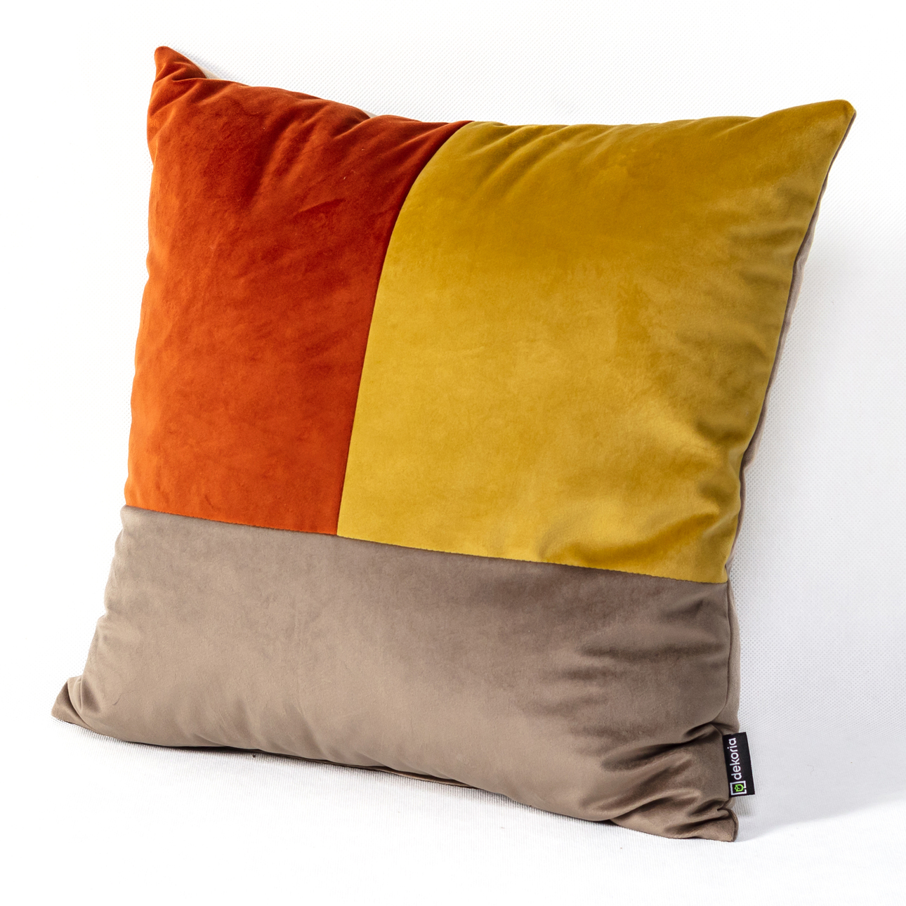 Poduszka Patchwork kwadratowa yellow copper beige