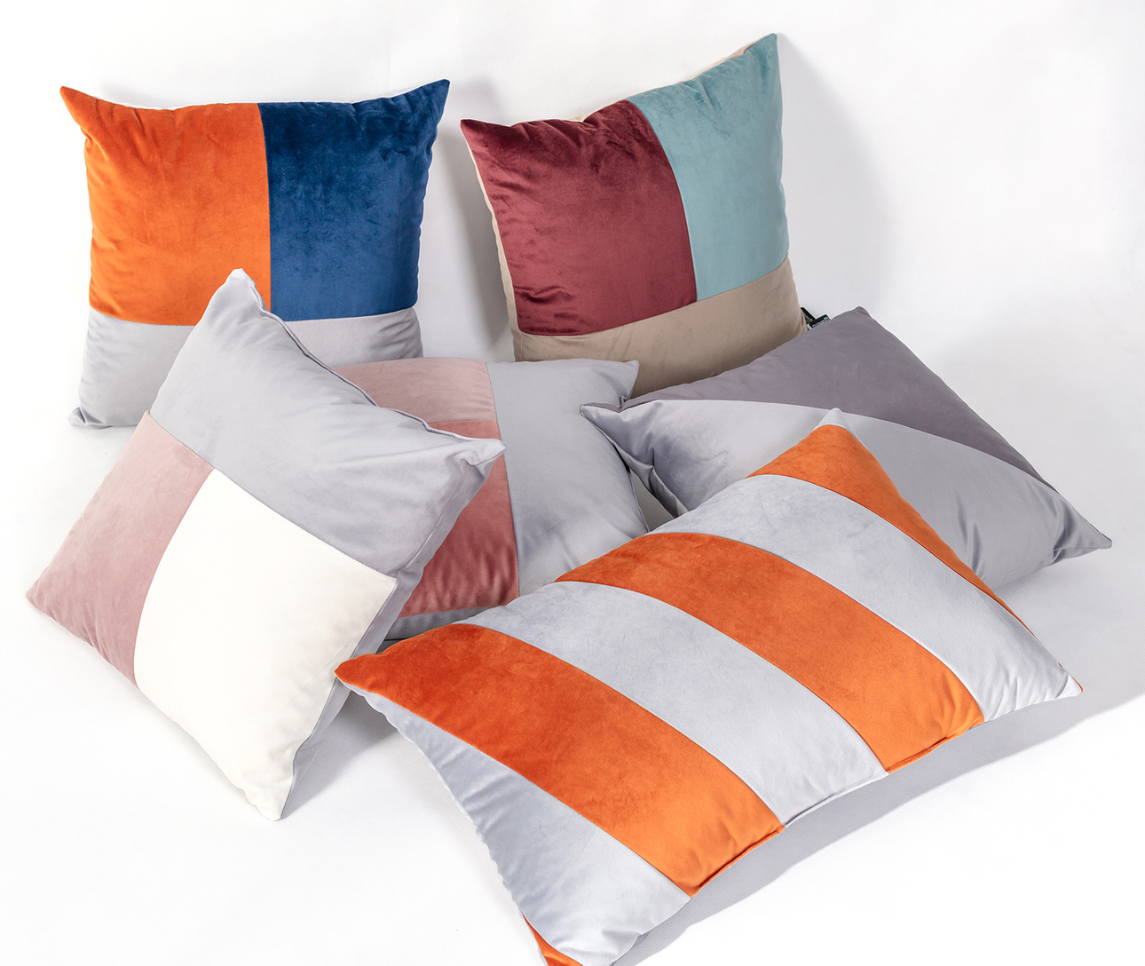 Poduszka Patchwork kwadratowa pink grey white