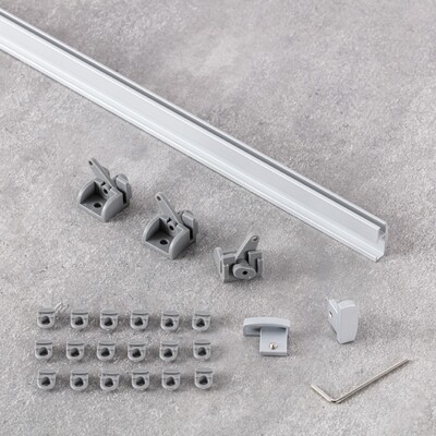 Premium aluminium ceiling rail single 150cm silver - set 150 cm