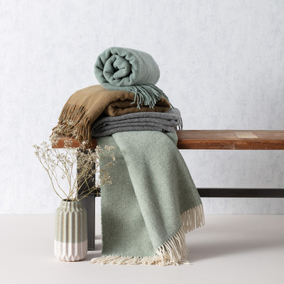 Pled Merinos 140x200cm melange smoke green 140 x 200 cm