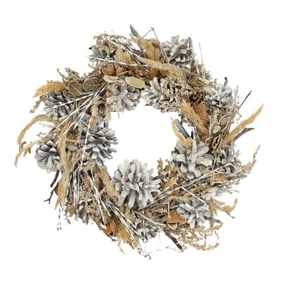 Decoratiune coronita Winter Cone ⌀30cm bej