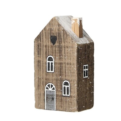 Dekorácia Snehový domček 12cm tmavohnedý 8 x 6 x 12 cm