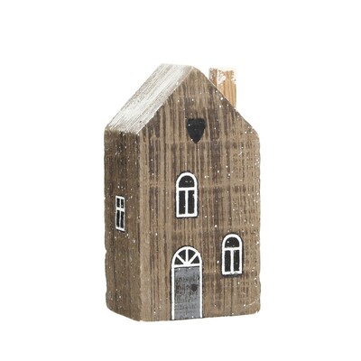Dekorácia Snehový domček 12cm tmavohnedý 8 x 6 x 12 cm
