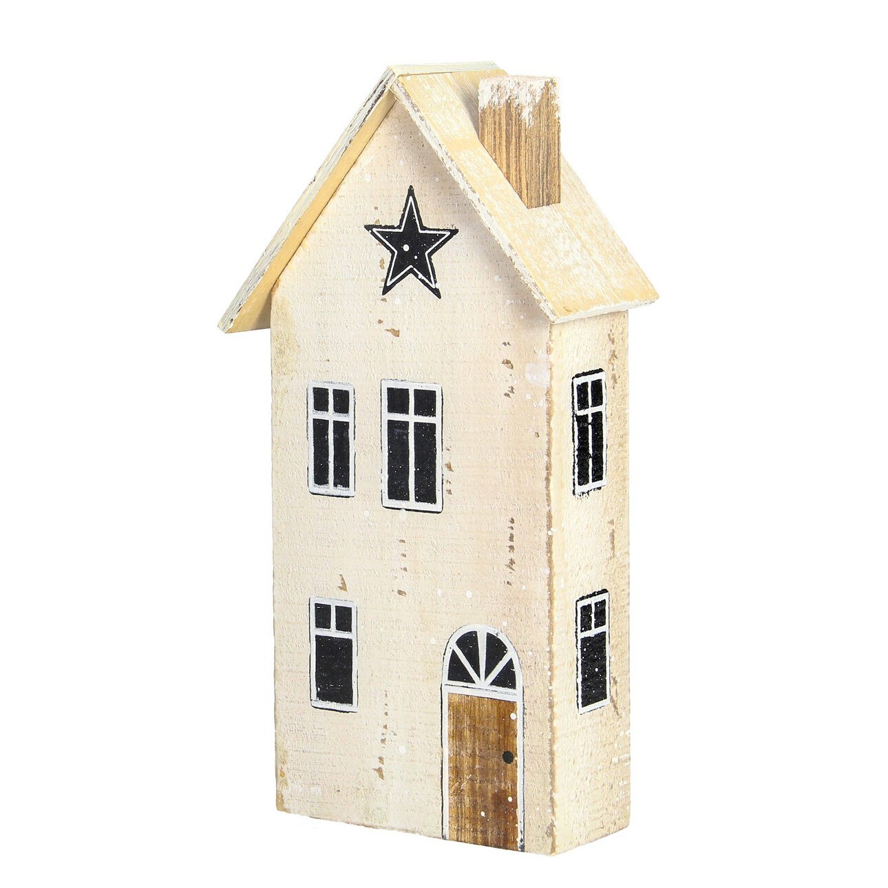 Dekoria Dekorácia Snow House 25cm white beige, 14 x 6 x 25 cm