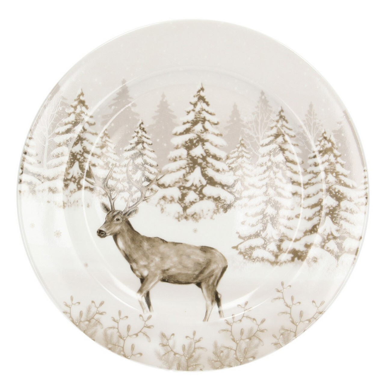 Dekoria Talíř Winter Meadow ⌀21cm deer, 21 x 2 cm