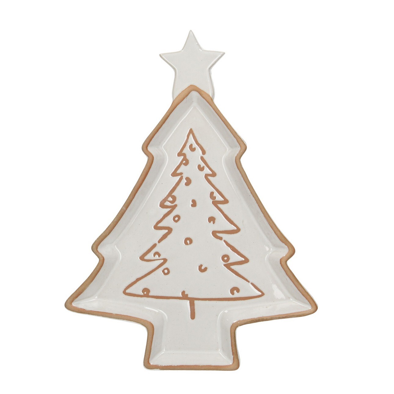 Dekoria Talíř Beige Christmas Tree classic, 26 x 35 x 2 cm