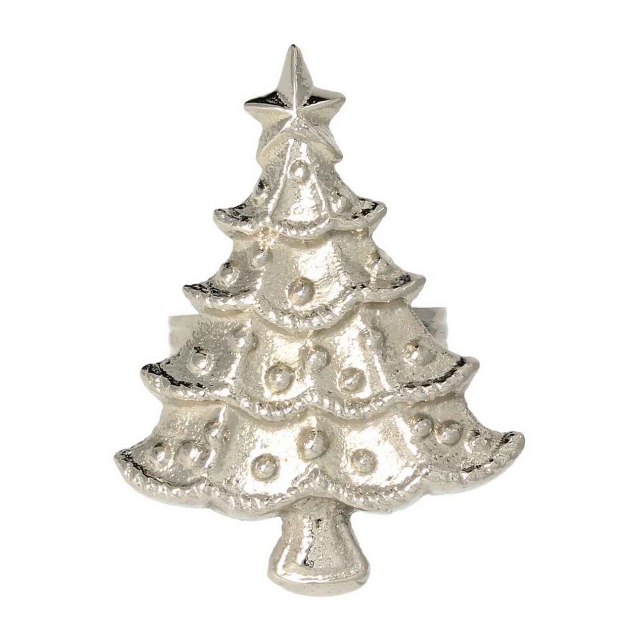 Levně Dekoria Kroužek na ubrousky Christmas Tree silver, 6 x 5 x 8 cm