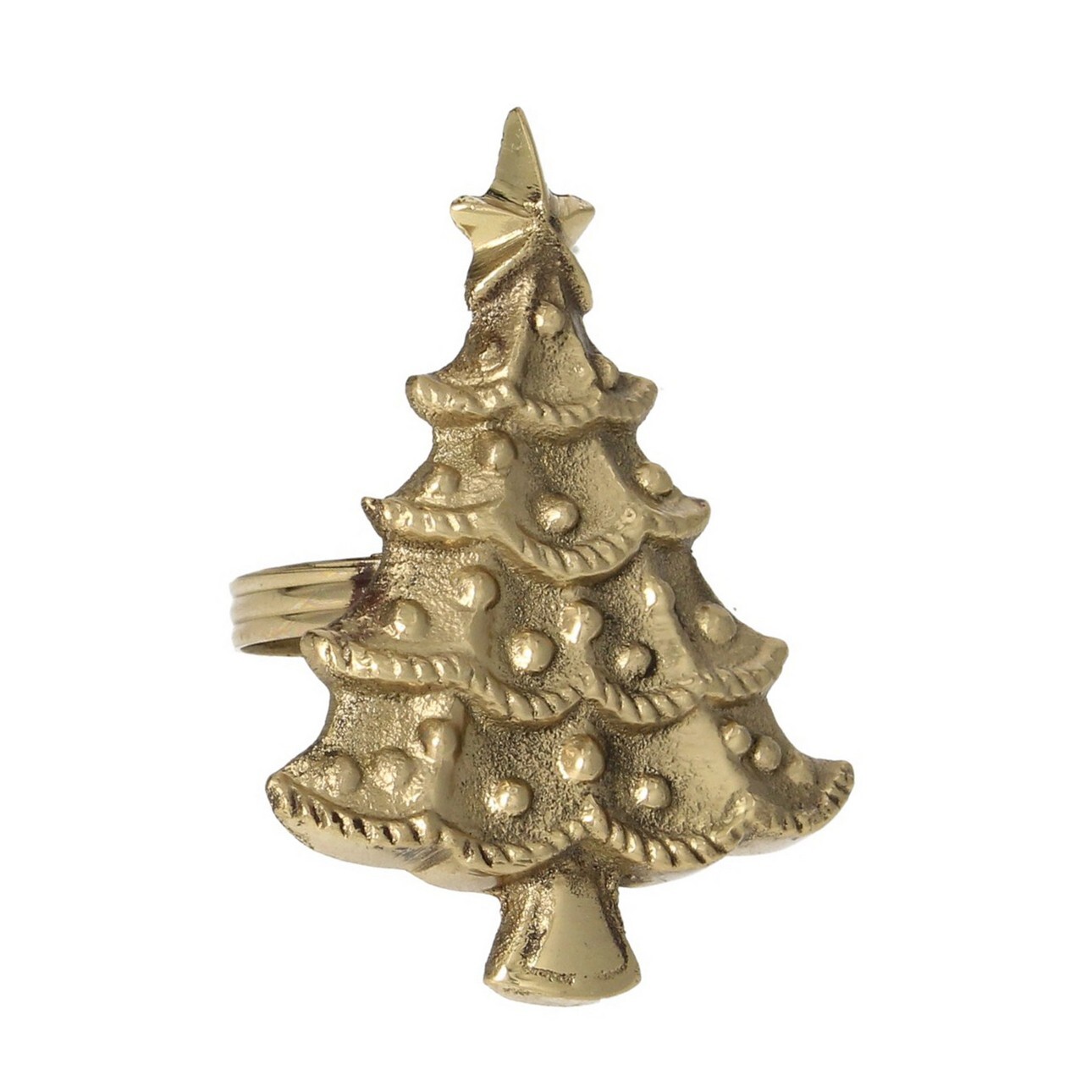 Levně Dekoria Kroužek na ubrousky Christmas Tree gold, 6 x 5 x 8 cm