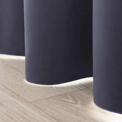 Blackout pencil pleat curtains dark grey 140 x 280cm 1 pc. 140 x 280