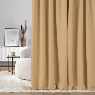 Blackout pencil pleat curtains golden beige 140 x 280cm 1 pc. 140 x 280
