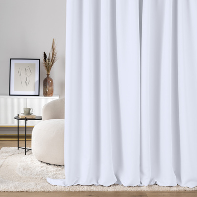 Blackout pencil pleat curtains steel white 140 x 280 cm 1 pc. 140 x 280