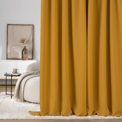 Blackout pencil pleat curtains honey yellow 140 x 280 cm 1 pc. 140 x 280