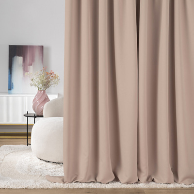 Blackout pencil pleat curtains rose beige 140 x 280 cm 1 pc. 140 x 280