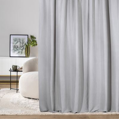 Pencil pleat curtain silver velvet 140 x 280 cm 1 pc. 140 x 280 cm