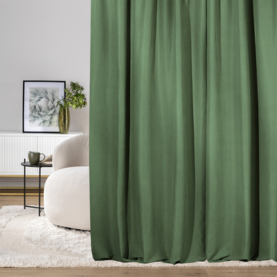 Pencil pleat curtain green velvet 140 x 280 cm 1 pc. 140 x 280 cm