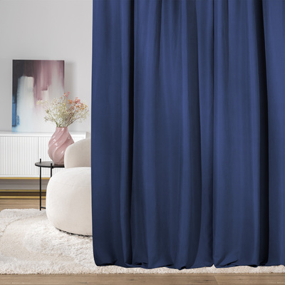 Pencil pleat curtain navy blue velvet 140 x 280 cm 1 pc. 140 x 280 cm