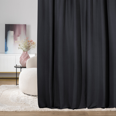Pencil pleat curtain black velvet 140 x 280 cm 1 pc. 140 x 280 cm