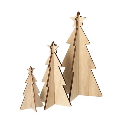 Dekoracja Rustic Trees 3 szt. oak 14/10/7x25/18/12 cm