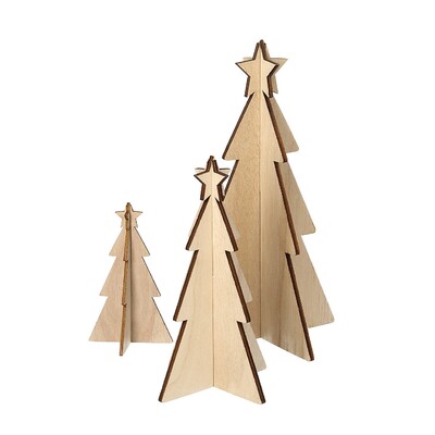 Dekoracja Rustic Trees 3 szt. oak 14/10/7x25/18/12 cm