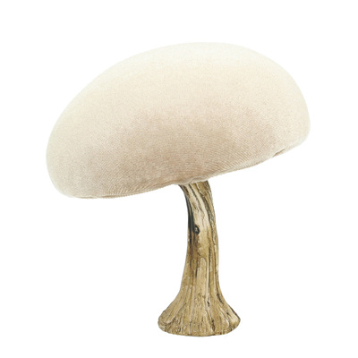 Dekoracja Velvet Mushroom 12 cm beige 11x12 cm