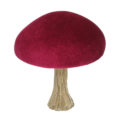 Dekoracja Velvet Mushroom 17 cm ruby 16x17 cm