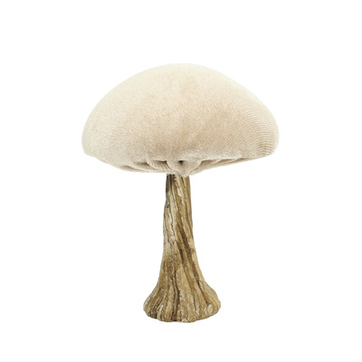 Dekoracja Velvet Mushroom 10 cm beige 9x10 cm