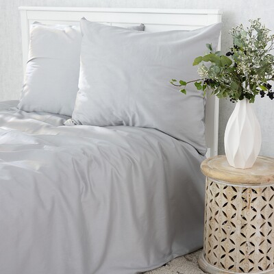 Bettwäscheset Baumwollsatin light grey 200x220 cm 220x200 cm