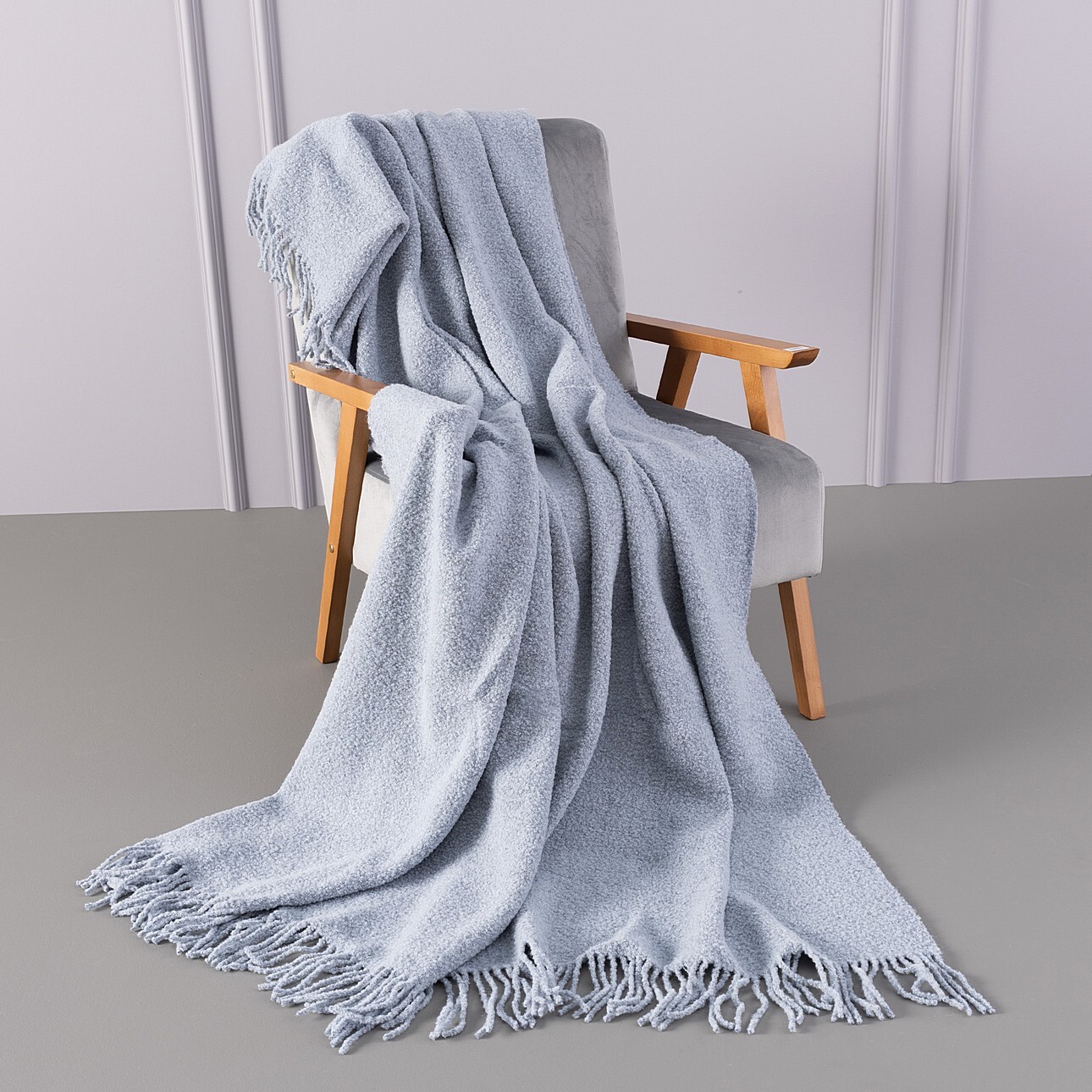 Pled Boucle 140x200 cm dusty blue