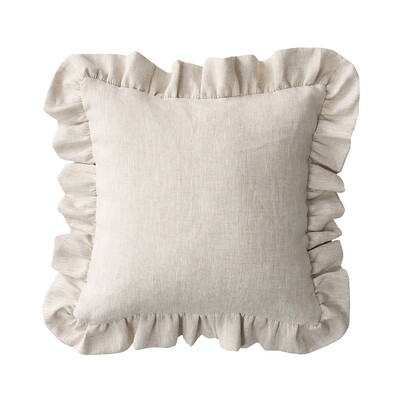 Paula pillowcase with frill 45 x 45 cm in collection Linen, fabric: 392-05