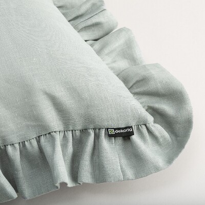 Paula pillowcase with frill 45 x 45 cm in collection Linen, fabric: 159-10