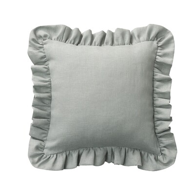 Paula pillowcase with frill 45 x 45 cm in collection Linen, fabric: 159-10