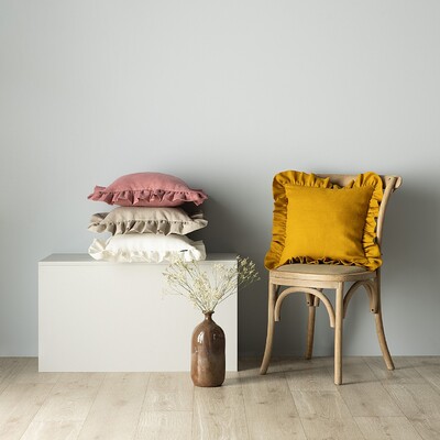 Housse de coussin Paula avec cantonnière 45 x 45 cm dans la collection Linen, Tissu: 159-12