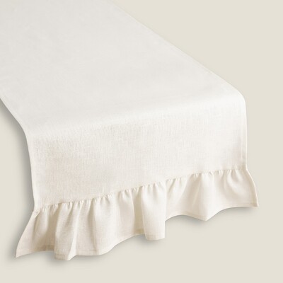 Bieżnik z falbaną 40x160 cm 40x160 w kolekcji Linen, tkanina: 392-04