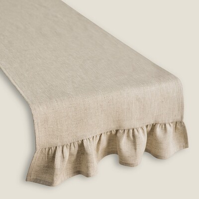 Bieżnik z falbaną 40x160 cm 40x160 w kolekcji Linen, tkanina: 392-05